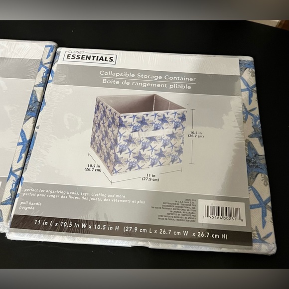 New Set of 2 Closet Essentials Collapsible Storage Containers Starfish Pattern - Picture 14 of 15